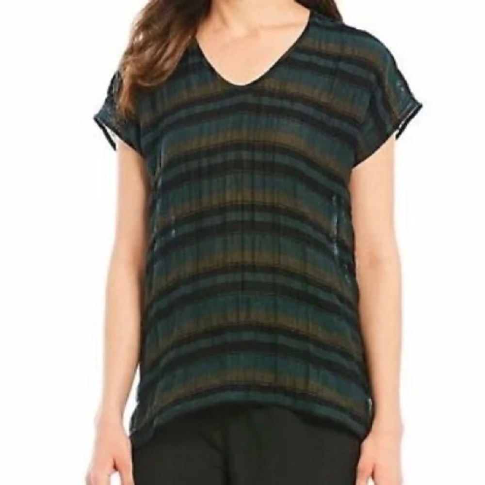 Eileen Fisher Women's Nori Striped Organic Cotton Gauze Top, XXS